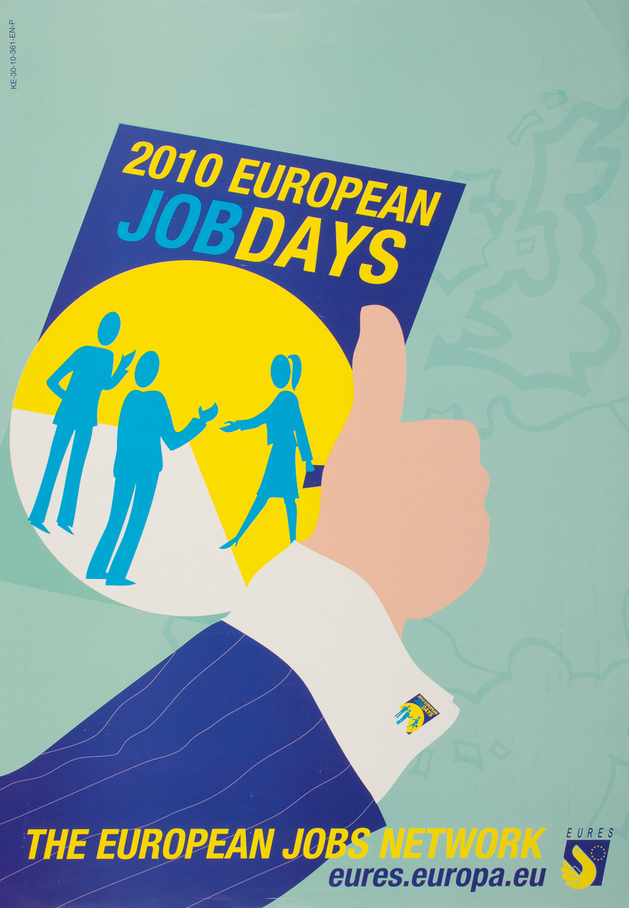 Colour poster (35cm x 50cm) entitled 'European Job Days', 2010.