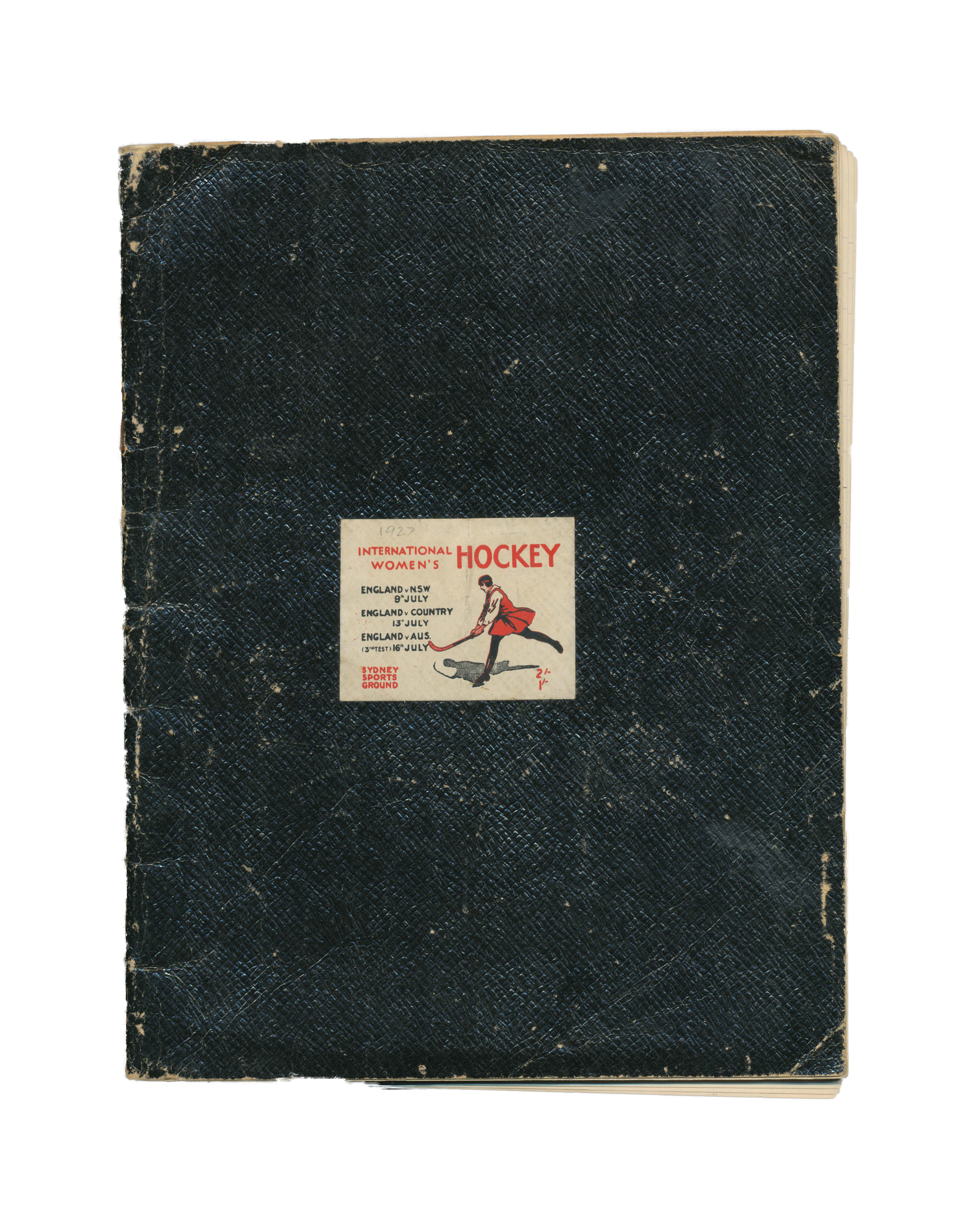 Softback notebook containing match reports by player F. I. Bryan relating to the visit of the All England Women’s Hockey Association touring team to Australia, 28 May-23 July 1927.