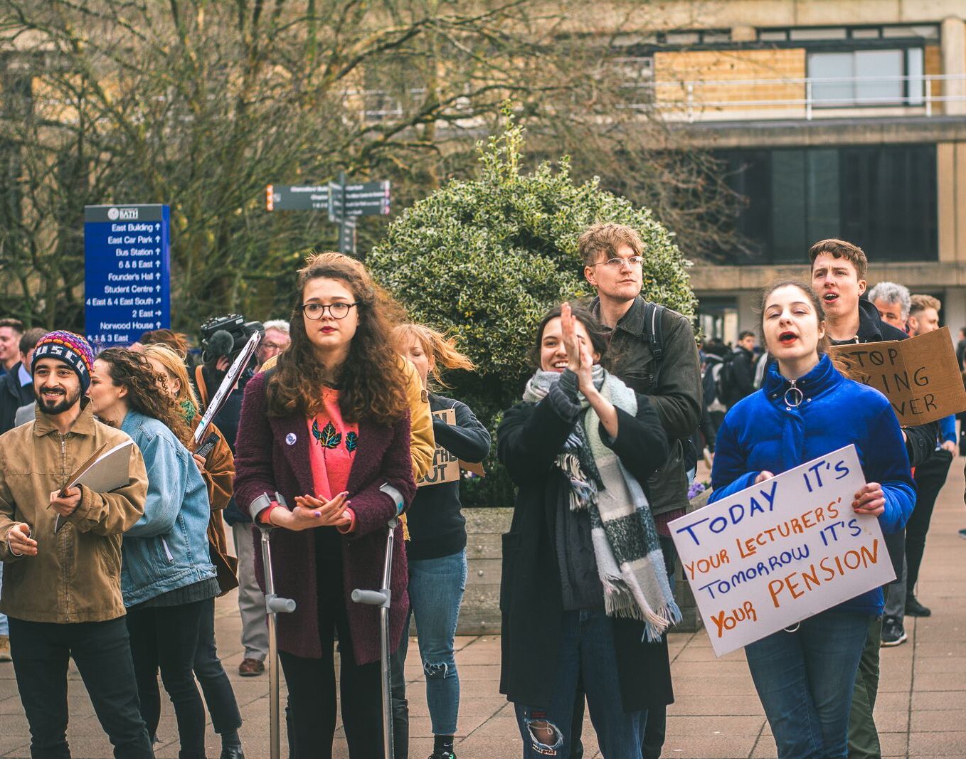Student protestors including Chris Knutsen, March 2028
