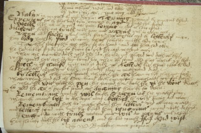 Handwritten notes by the author added to 'A Short Introduction or Guiding, to Print, Write and Reade Inglish Speech…', William Bullokar, 1581.