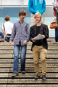 Visitors taking a tour around campus