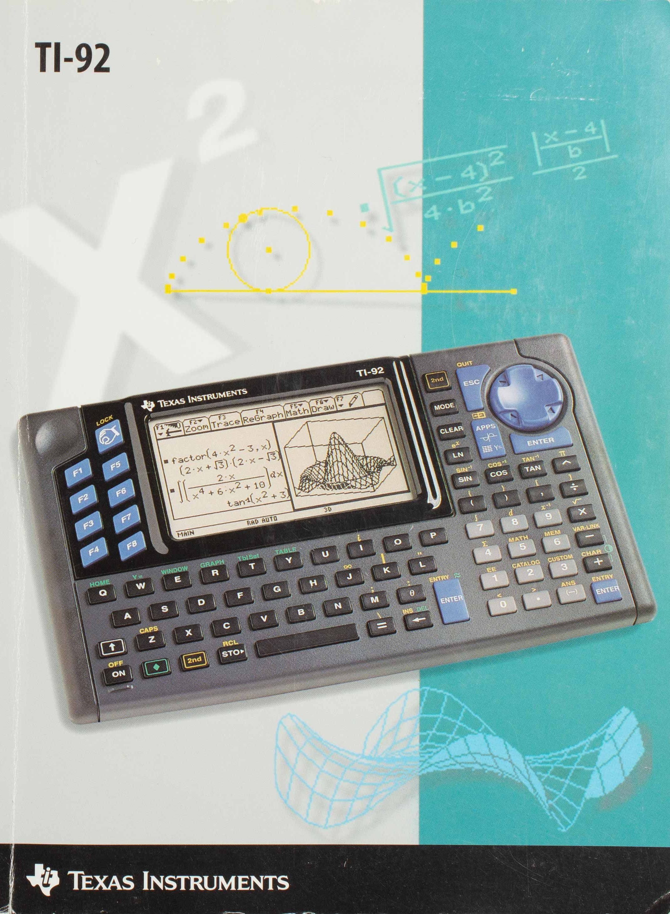 Texas Instruments TI-92 symbolic calculator, c 1998.