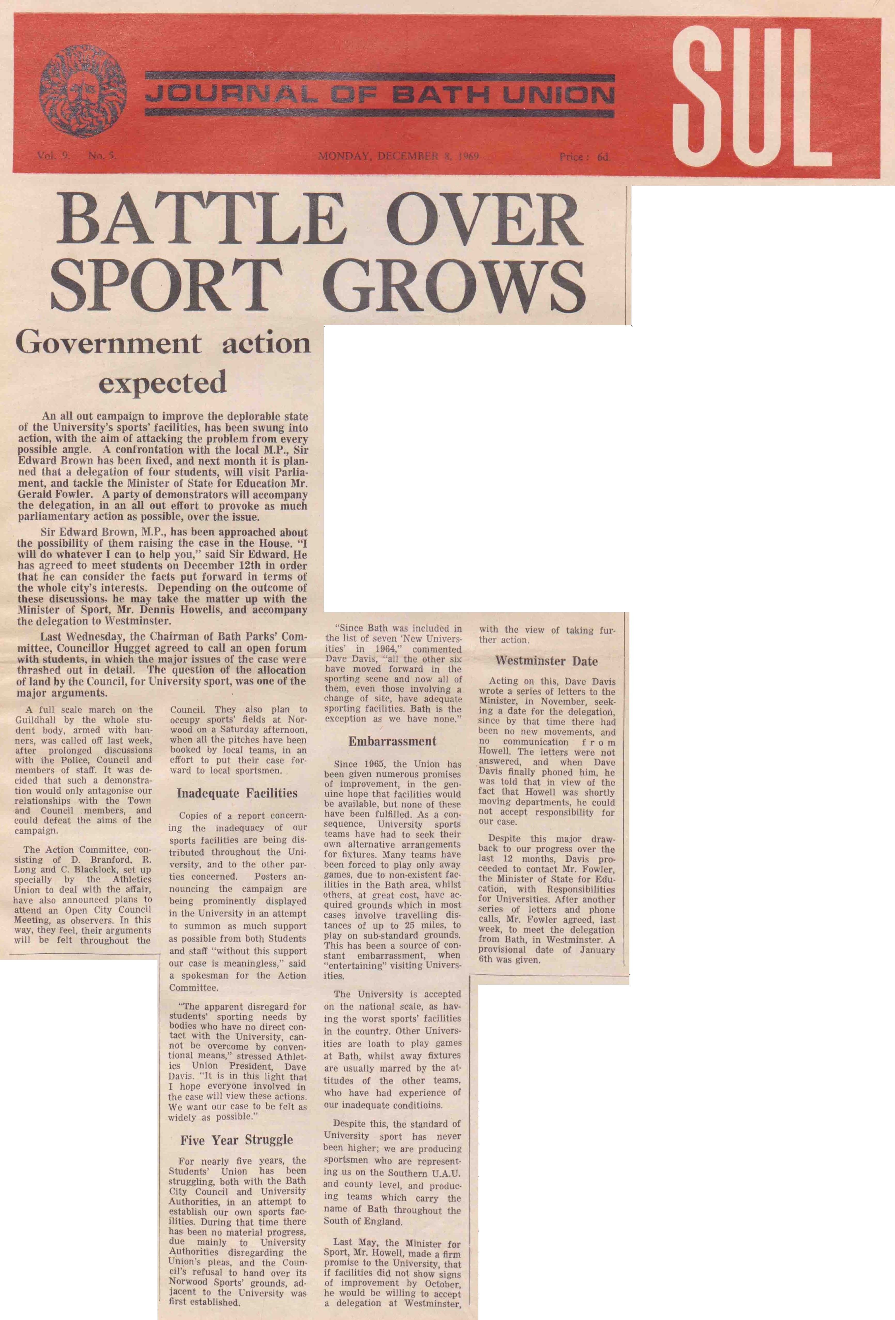 SUL, Vol. 9, No. 5, 8 December 1969.